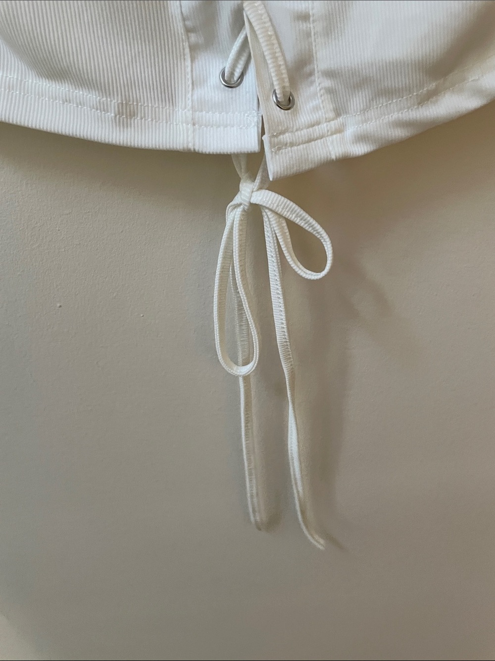 (2 for $20) White Lace-Up Ribbed Tank Top - Picture 6 of 6